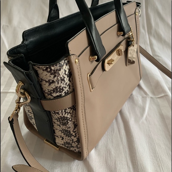 Beige and Black Coach Purse - Picture 4 of 6